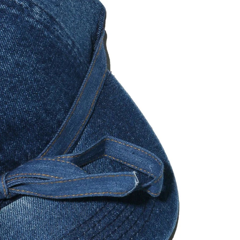 Washed Bow Denim Baseball Cap