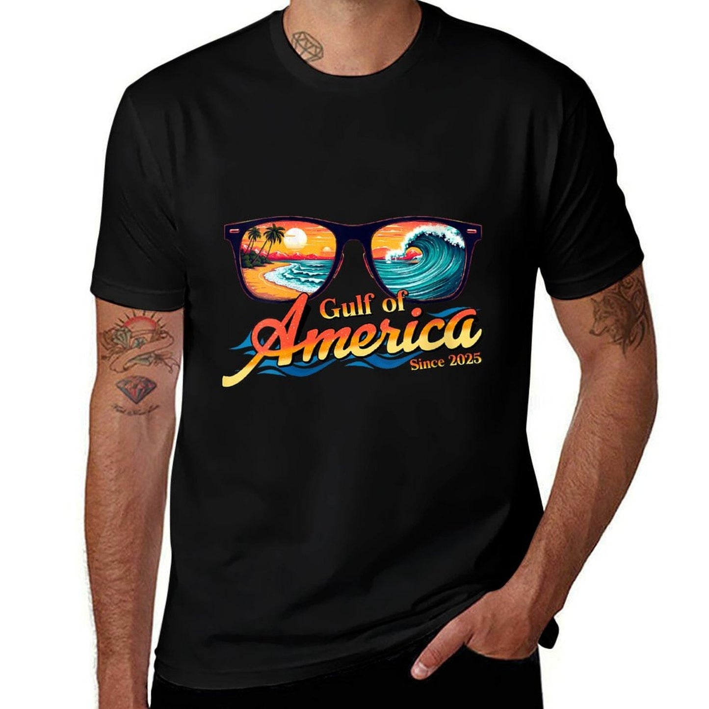 Womens Gulf Of USA America Sunglasses Welcome To America's Gulf V-Neck Classic T-Shirt