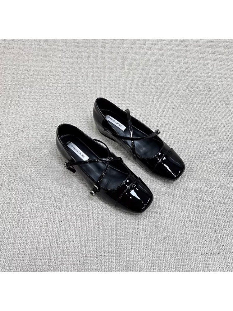 Comfy All Day Hidden Platform French Mary Jane Flats For Women, 2026 Spring  Summer Cross Strap Red Dress Shoes To Match Skirts