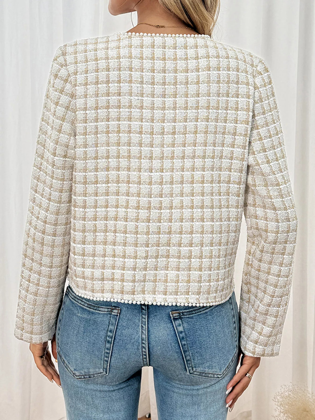 Plaid Button-Front Long Sleeve Outerwear