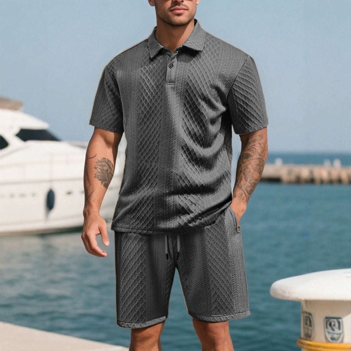Men Textured Jacquard Stand Collar Top Foreign Trade TK American Style Spring Autumn Zippered Pocket Pullover Sporty Sweatshirt