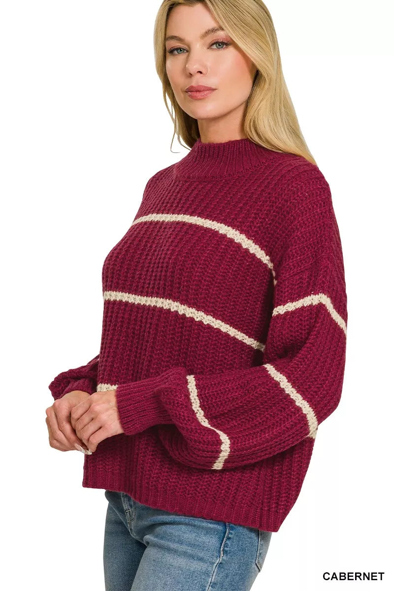 Zenana Oversize Striped Sweater