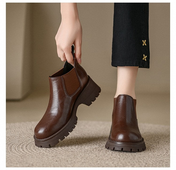 Brown Vintage Short Boots For Women