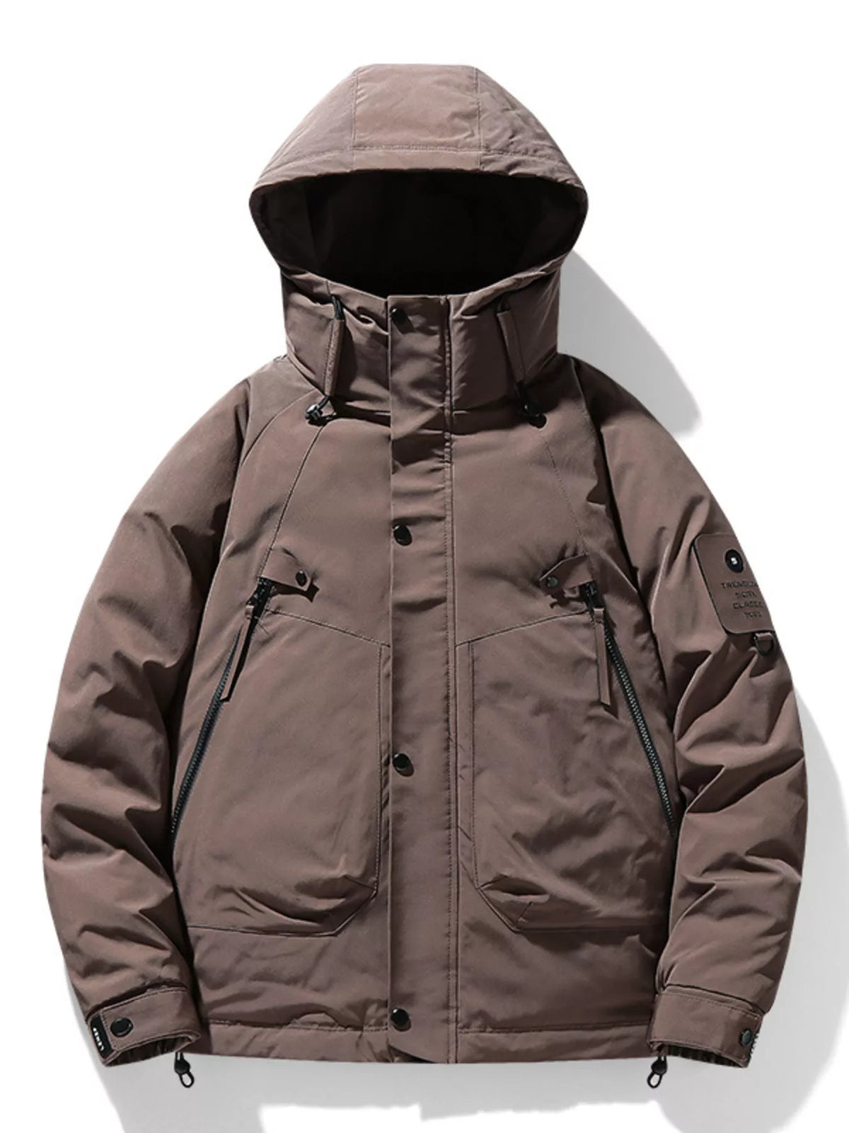 Men's Plus Size Hooded Puffer Jacket with Multiple Pockets