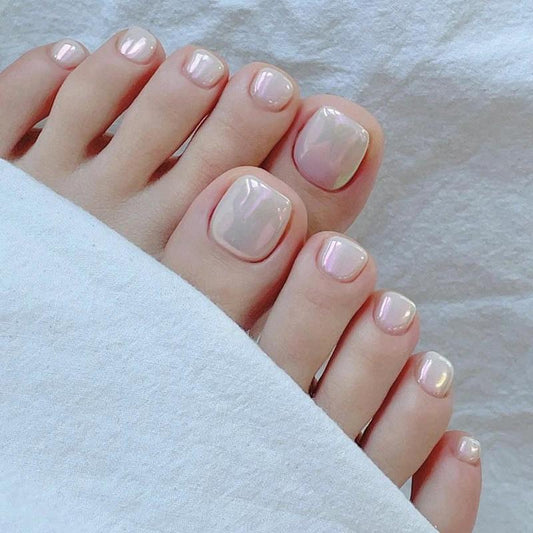 Pies Uñas postizas Color cálido Color sólido Aurora Belleza de uñas Punta de uña de pie blanca