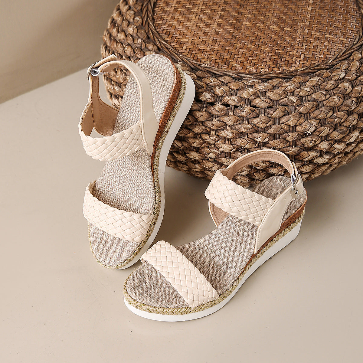Woven Platform Wedge Slides