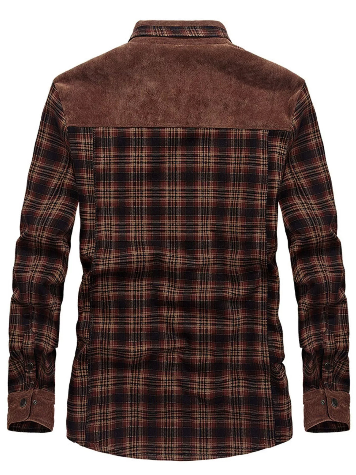 Men's Full Size Plaid Fleece Lined Snap Down Jacket Plus Size