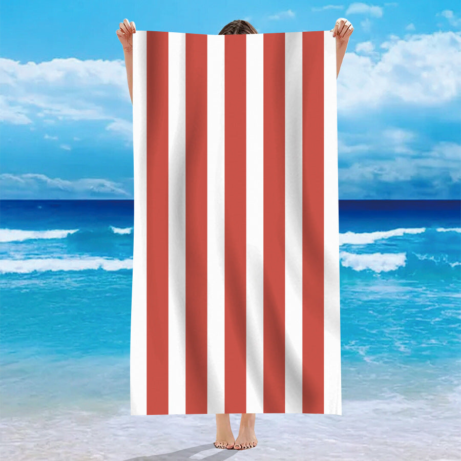 Single-sided Velvet Personalized Striped Pattern Microfiber Beach Bath Towel