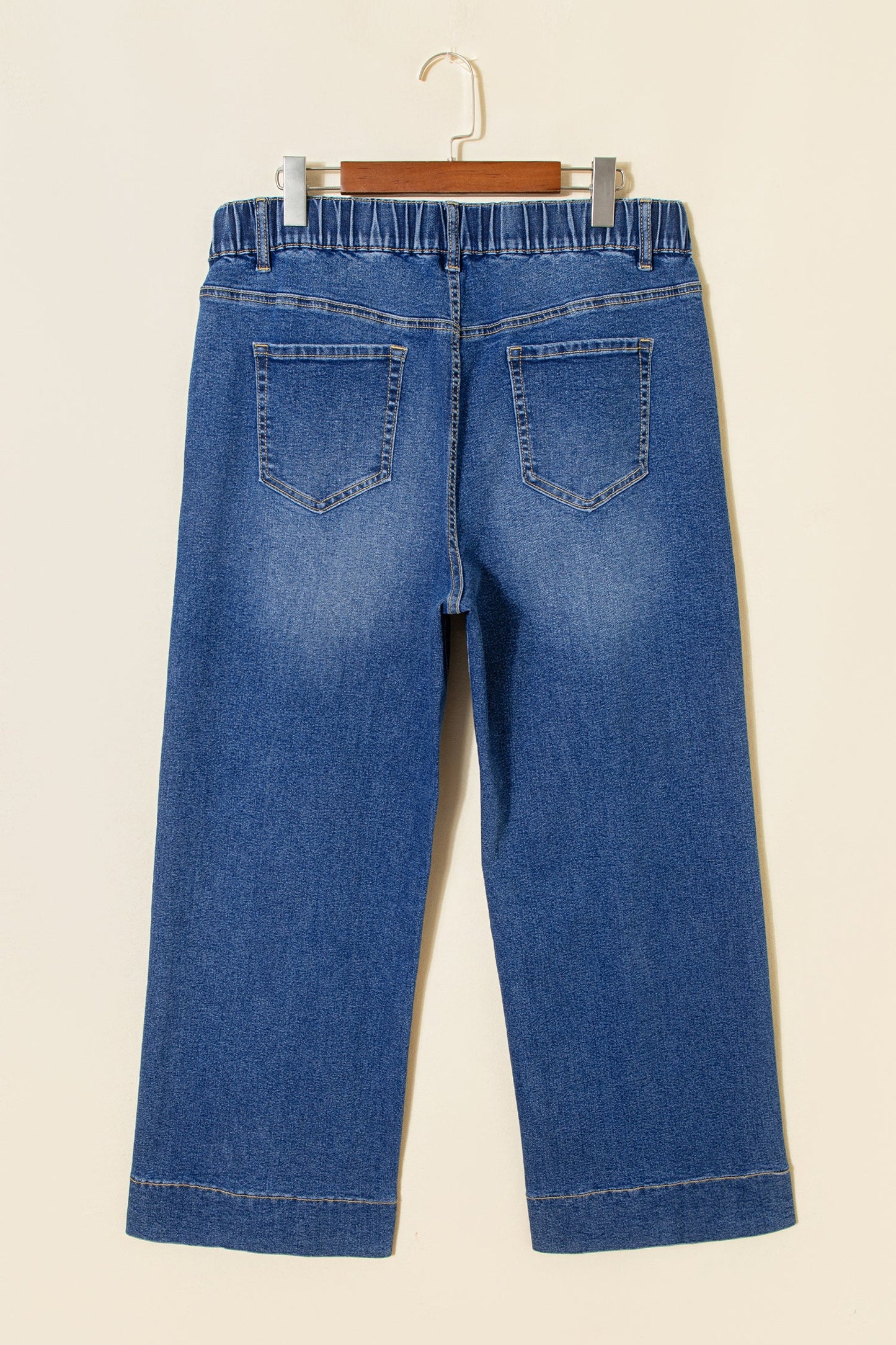 Vaqueros plus size de lavado ácido azul claro con cordones de contraste