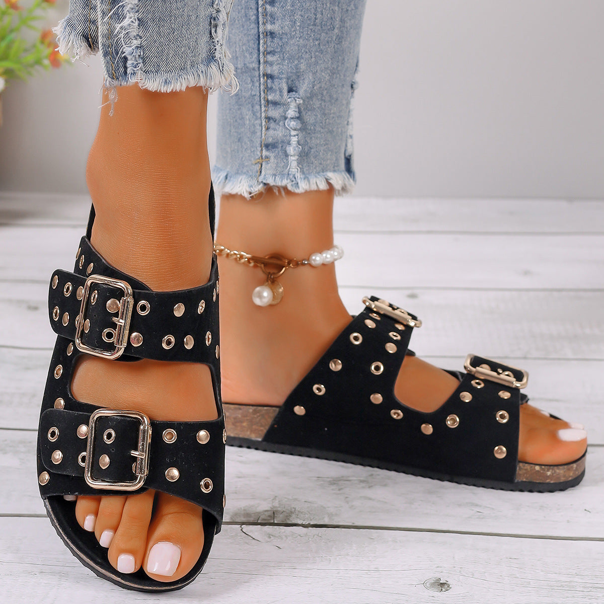 Women's Thick-soled Belt Buckle Slippers