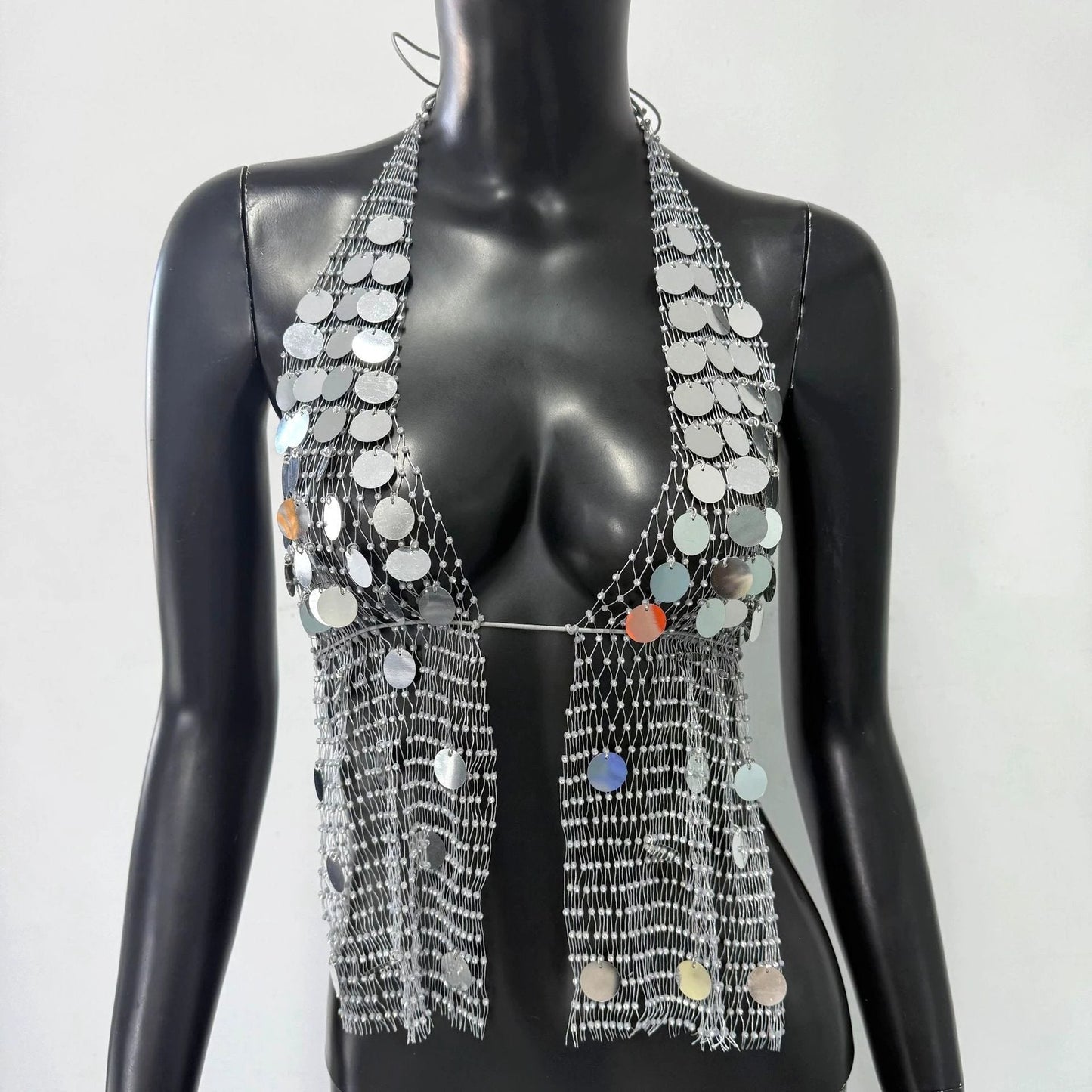 Fashion Fishnet Rhinestone Sequins Sling Women