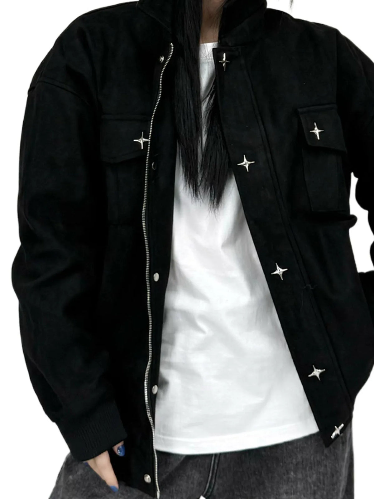 Men's Collared Neck Long Sleeve Jacket