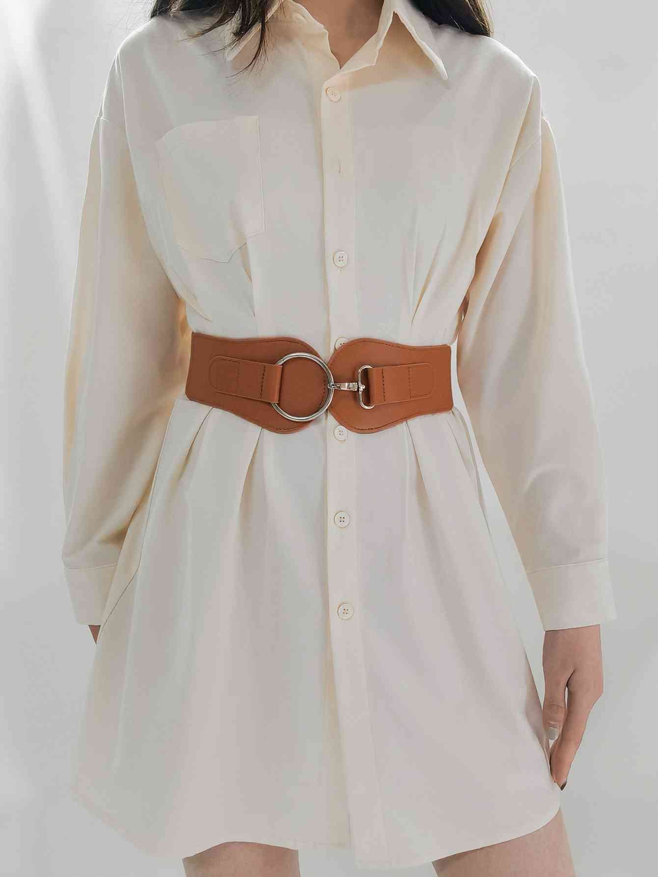 Elegant Fashion PU Elastic Wide Belt – Adjustable Comfort Fit See size chart under “more details”