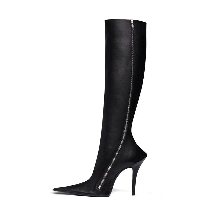 Women's Stiletto Heel Pointed-Toe Knee-High Boots