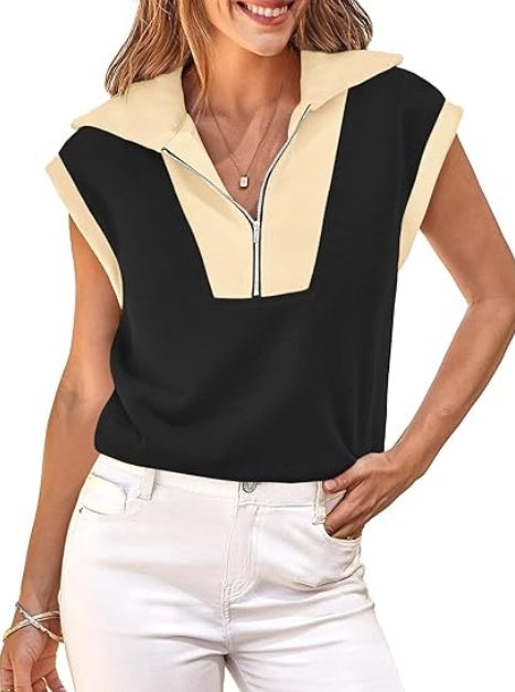 Sudadera tipo polo Fisoew de medio cierre y bloques de color