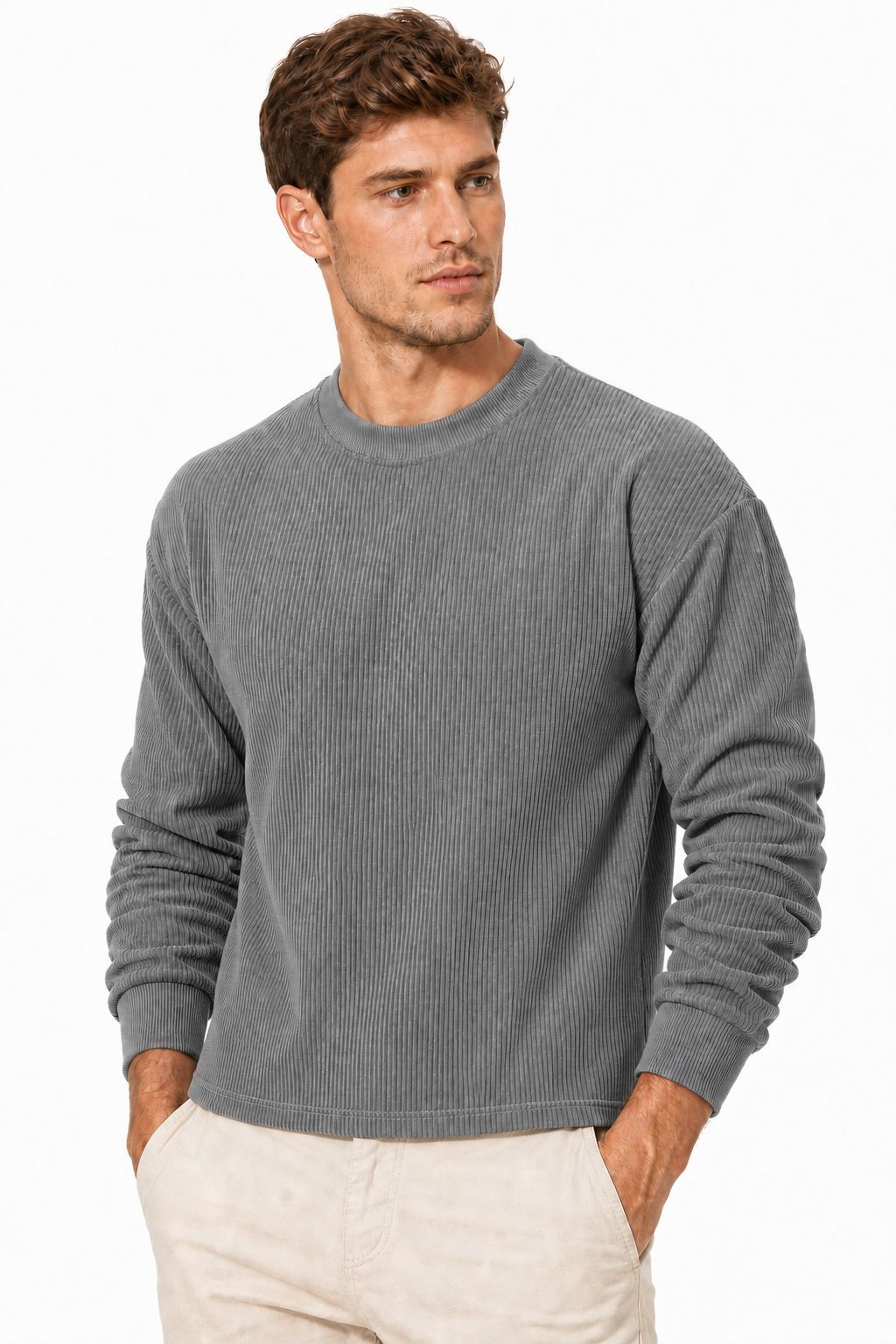 Men's Long-sleeved Round Collar Sweater