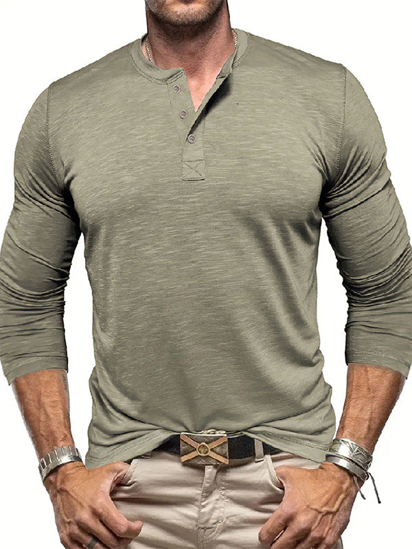 Men's Long Sleeve Henry Collar T-shirt
