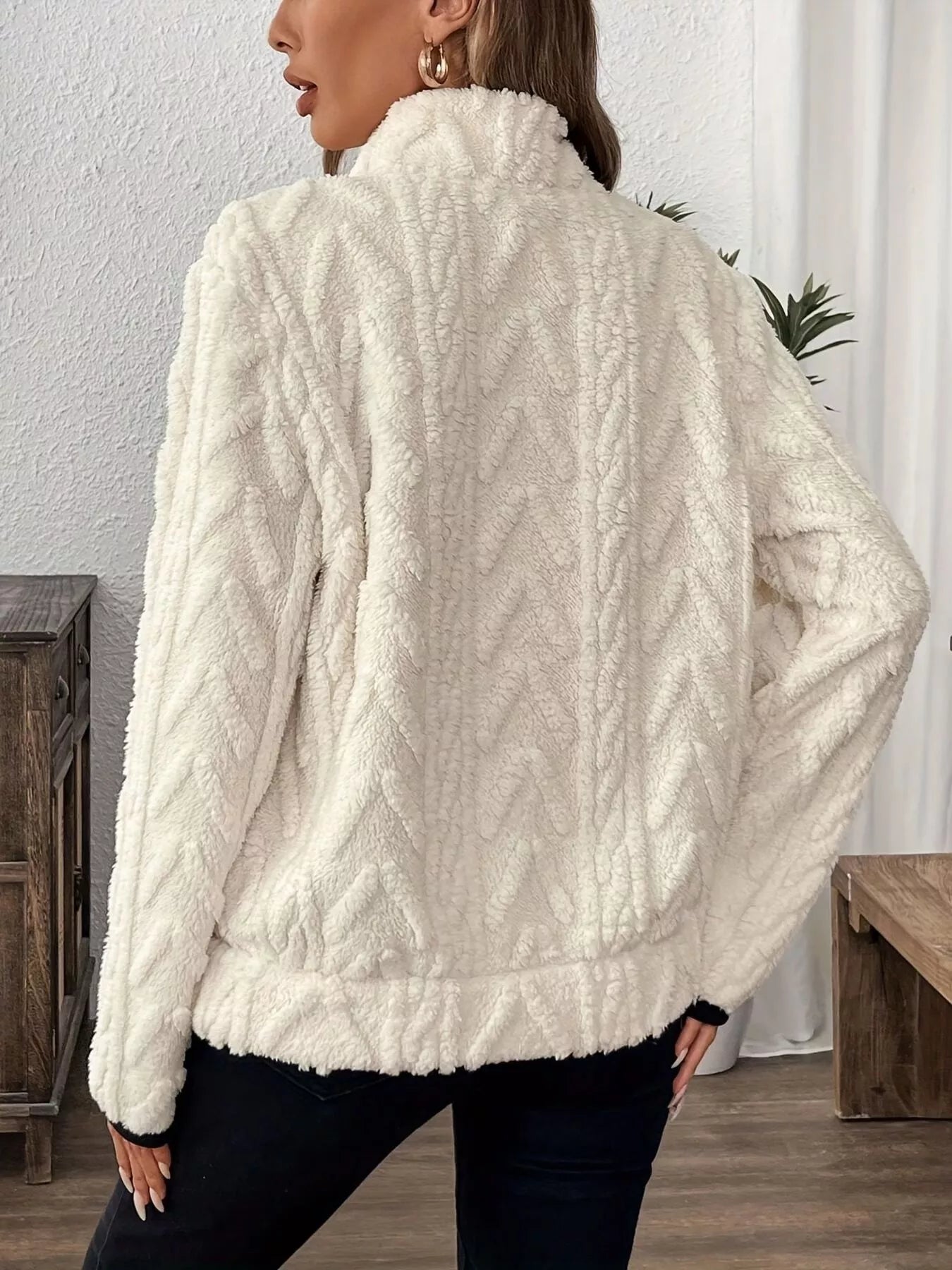 Sudadera polar de media cremallera de talla grande