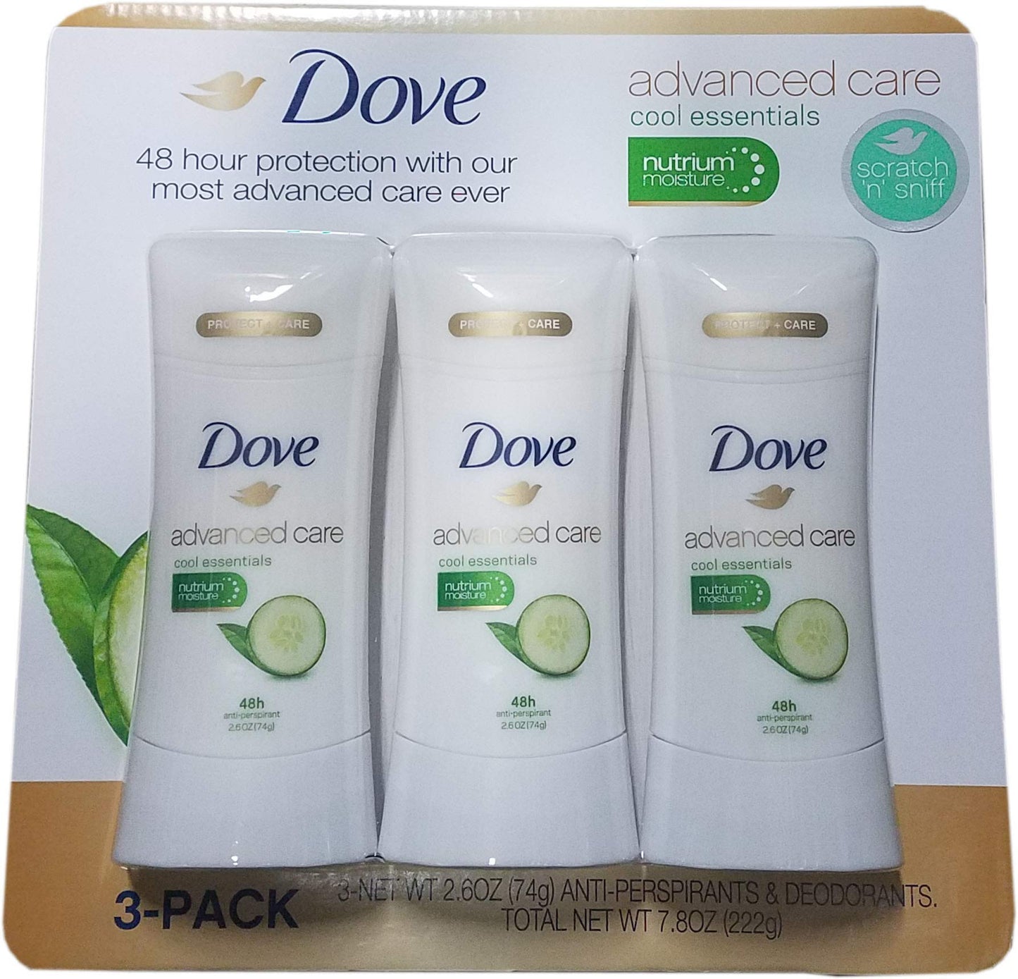Dove Advanced Care Cool Essentials Antiperspirant 2.6 Ounce (Pack of 3)
