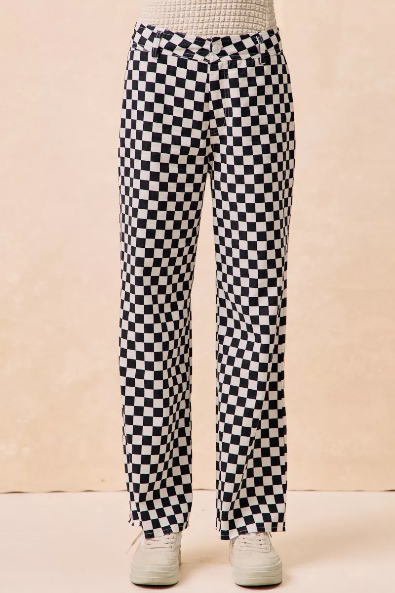 Pantalones con estampado a cuadros temáticos de día de partido de BiBi