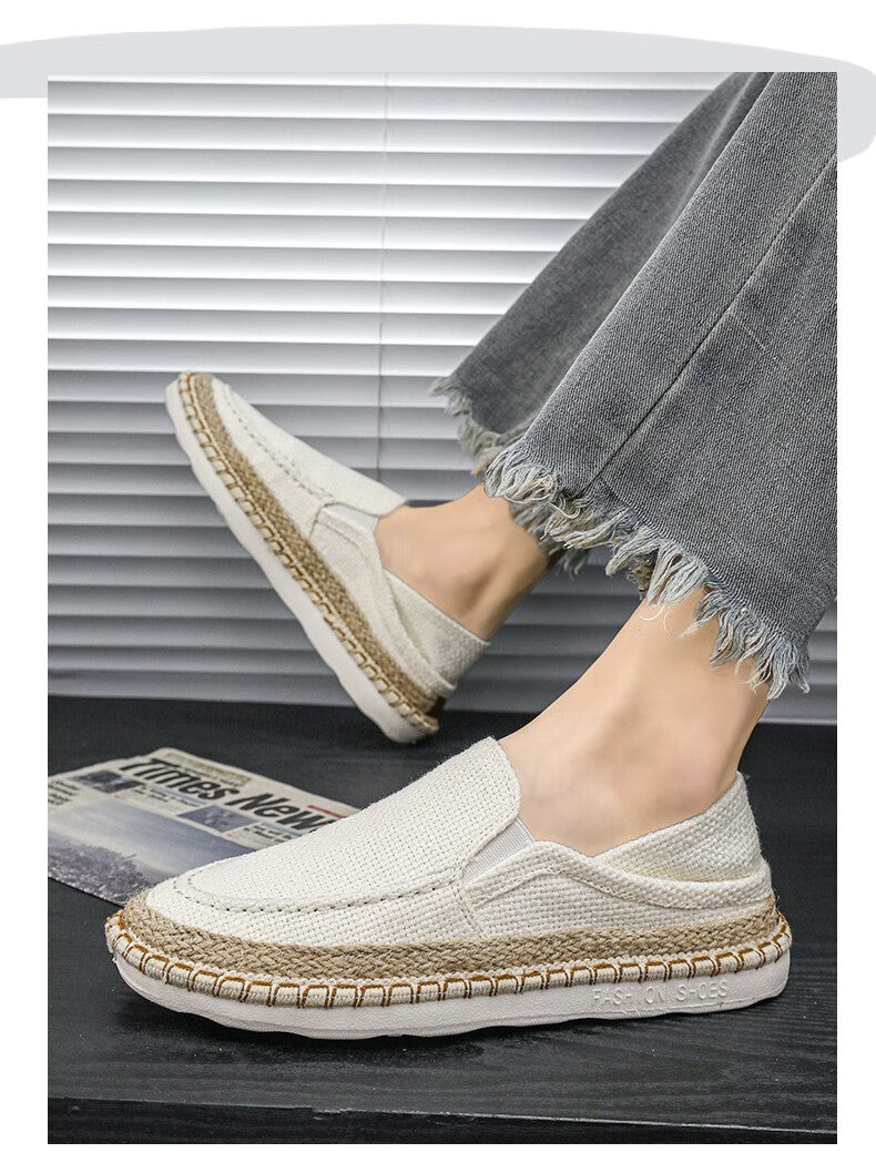 Men's Straw Fisherman Breathable Slip-On Casual Flats