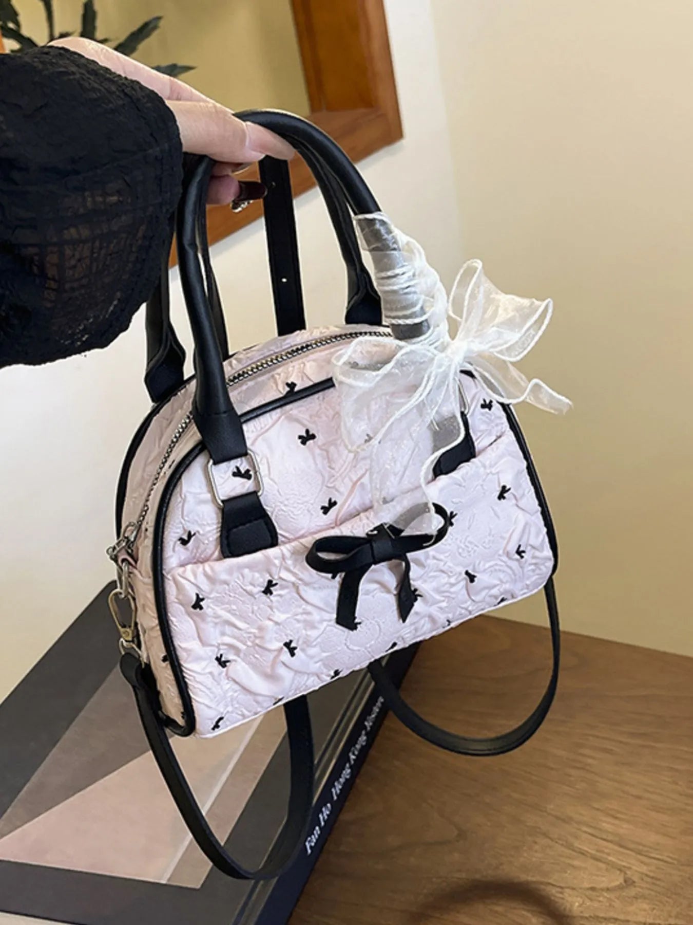 Ruched Bow Crossbody Bag