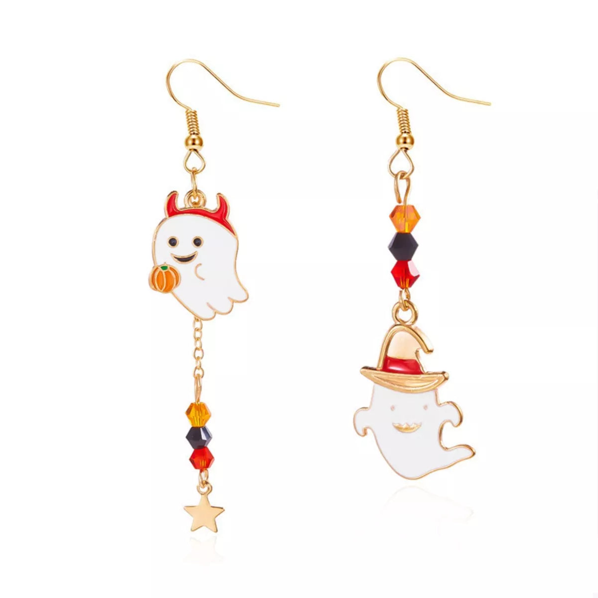 Halloween Ghost Pumpkin Drop Earrings
