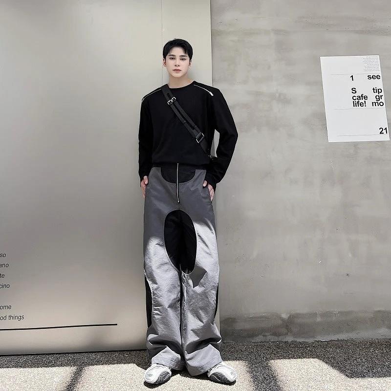 Design Sense Hollow Hole Patch Casual Pants Men