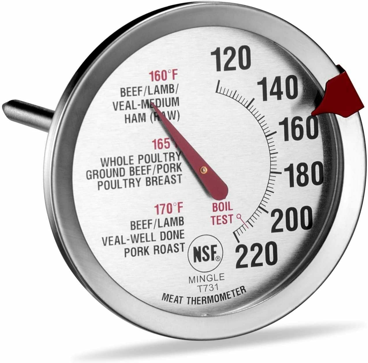 Mainstays NSF Certified Oven Safe Meat Thermometer Extra Large Dial Silver