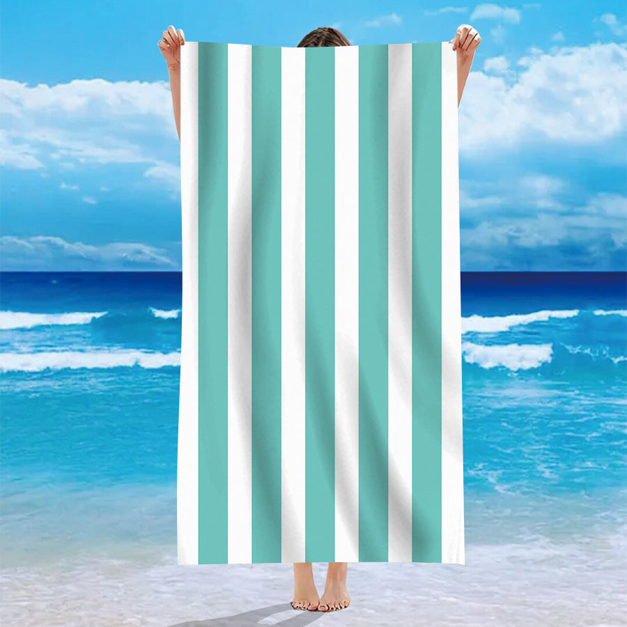 Single-sided Velvet Personalized Striped Pattern Microfiber Beach Bath Towel