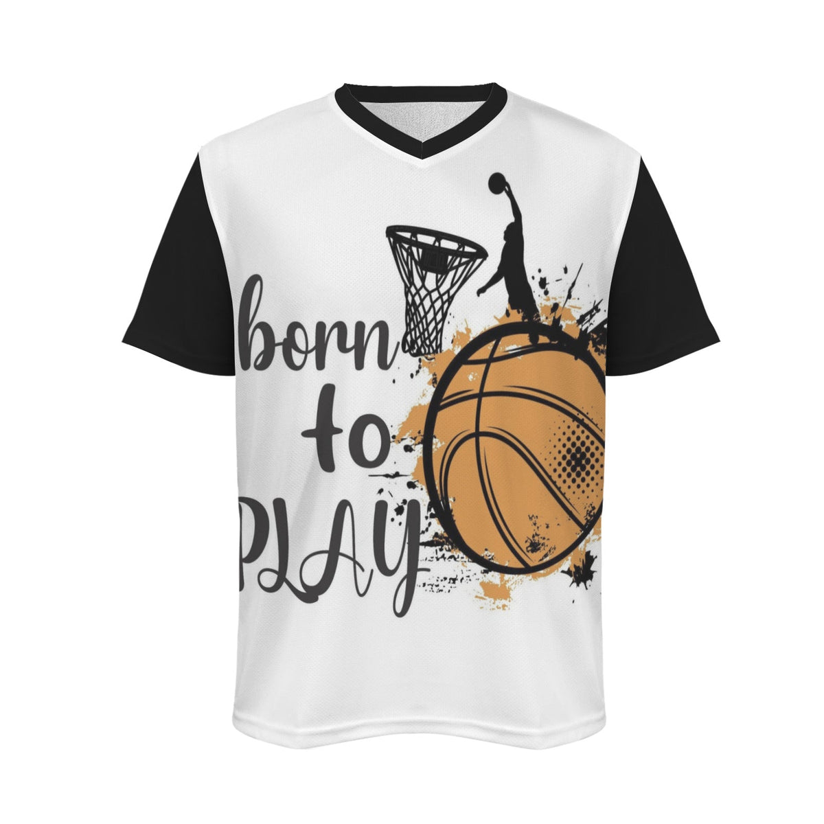 Born to Play Basketball Men's V-Neck Jersey (Model T97)