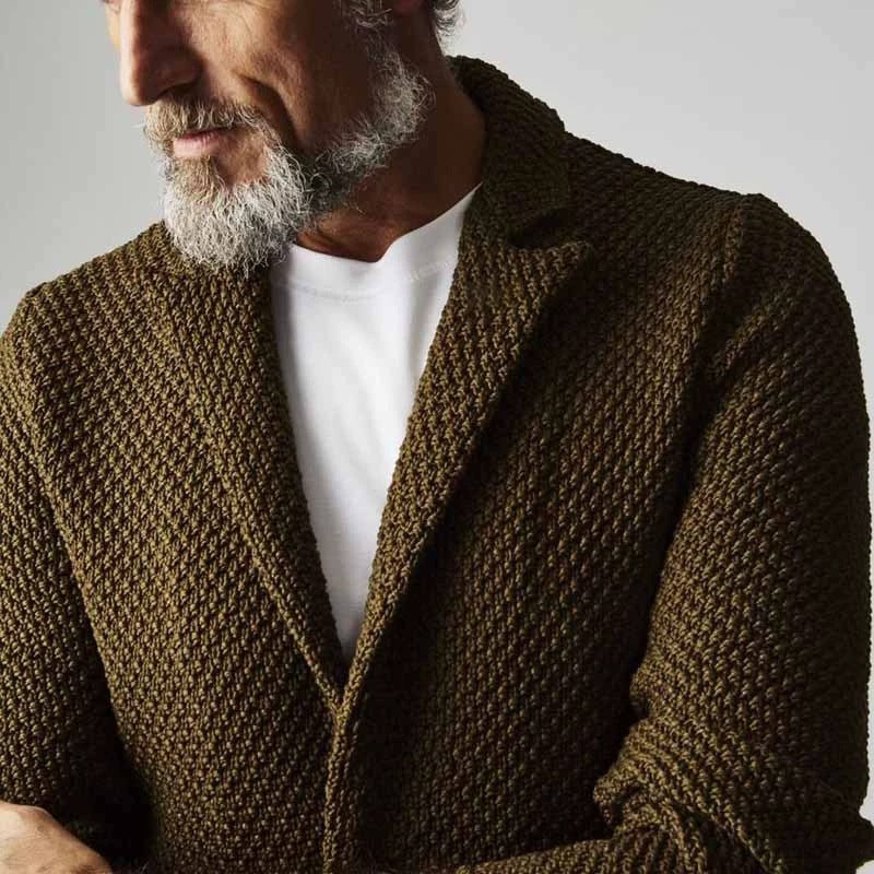 European And American Cross-Border Exclusive Independent Station Autumn And Winter Lapel Suit Casual Knitted Jacket Cardigan Sweater Jacket For Men