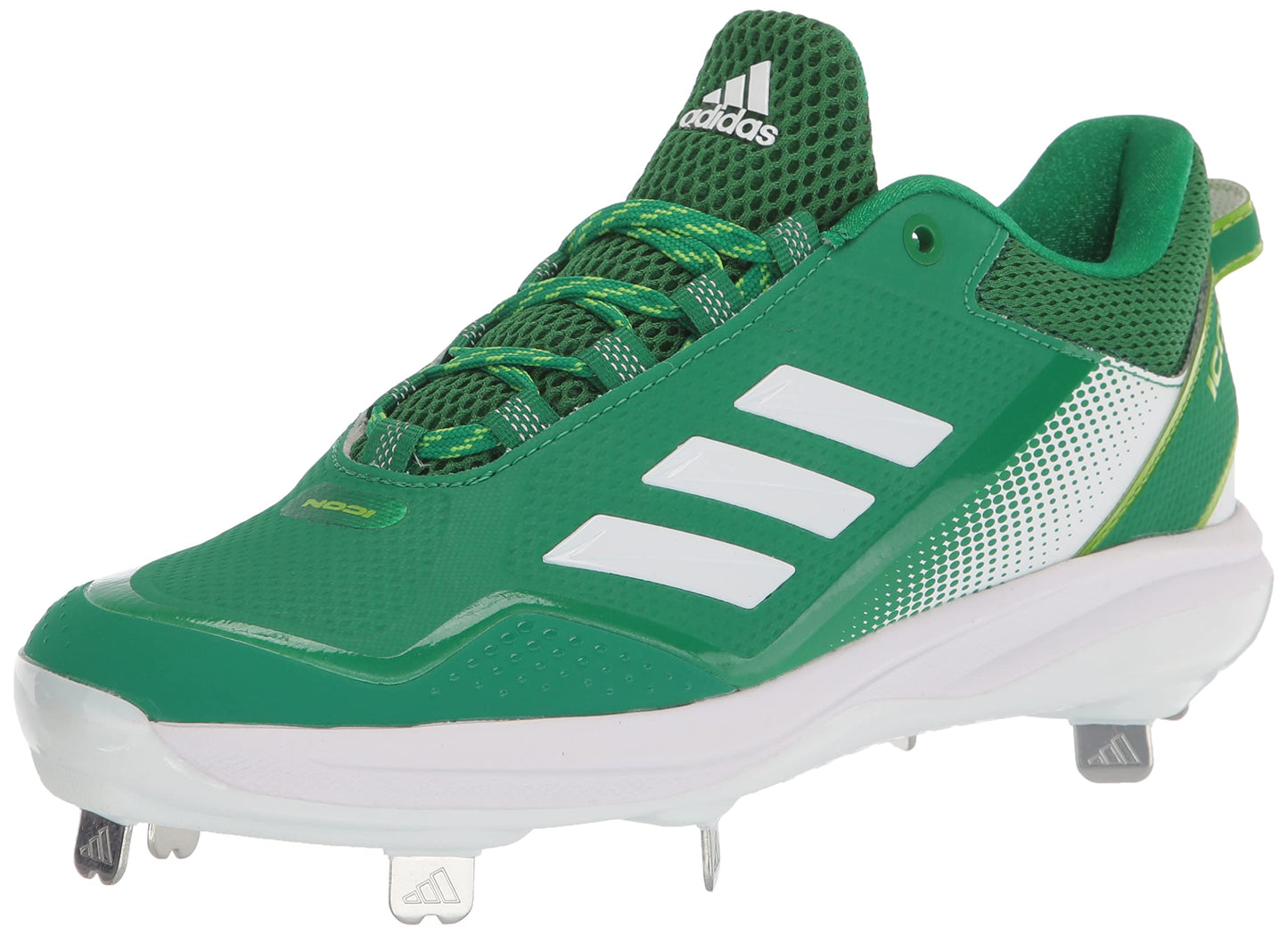 adidas Mens Icon 7 Baseball Shoe White/Team Green/Team Semi Sol Green 12