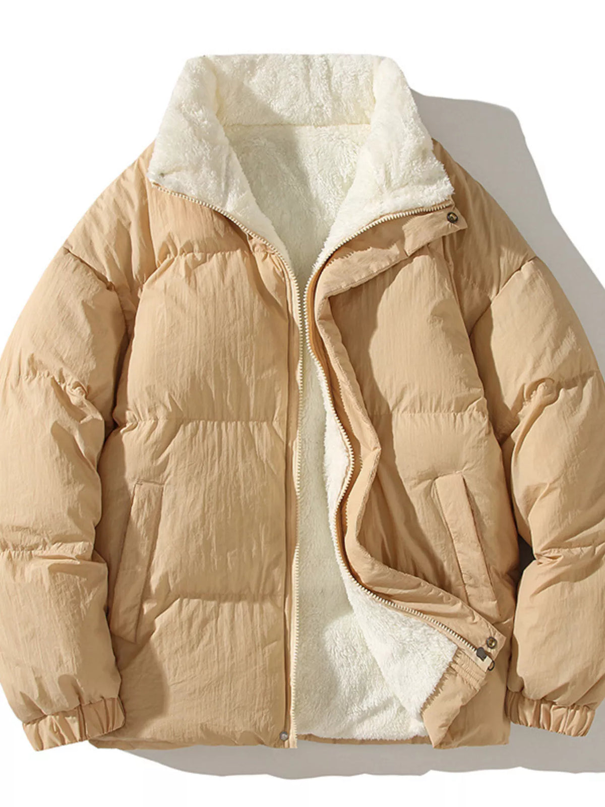 Men's Full Size Zip Up Fleece Puffer Jacket Plus Size