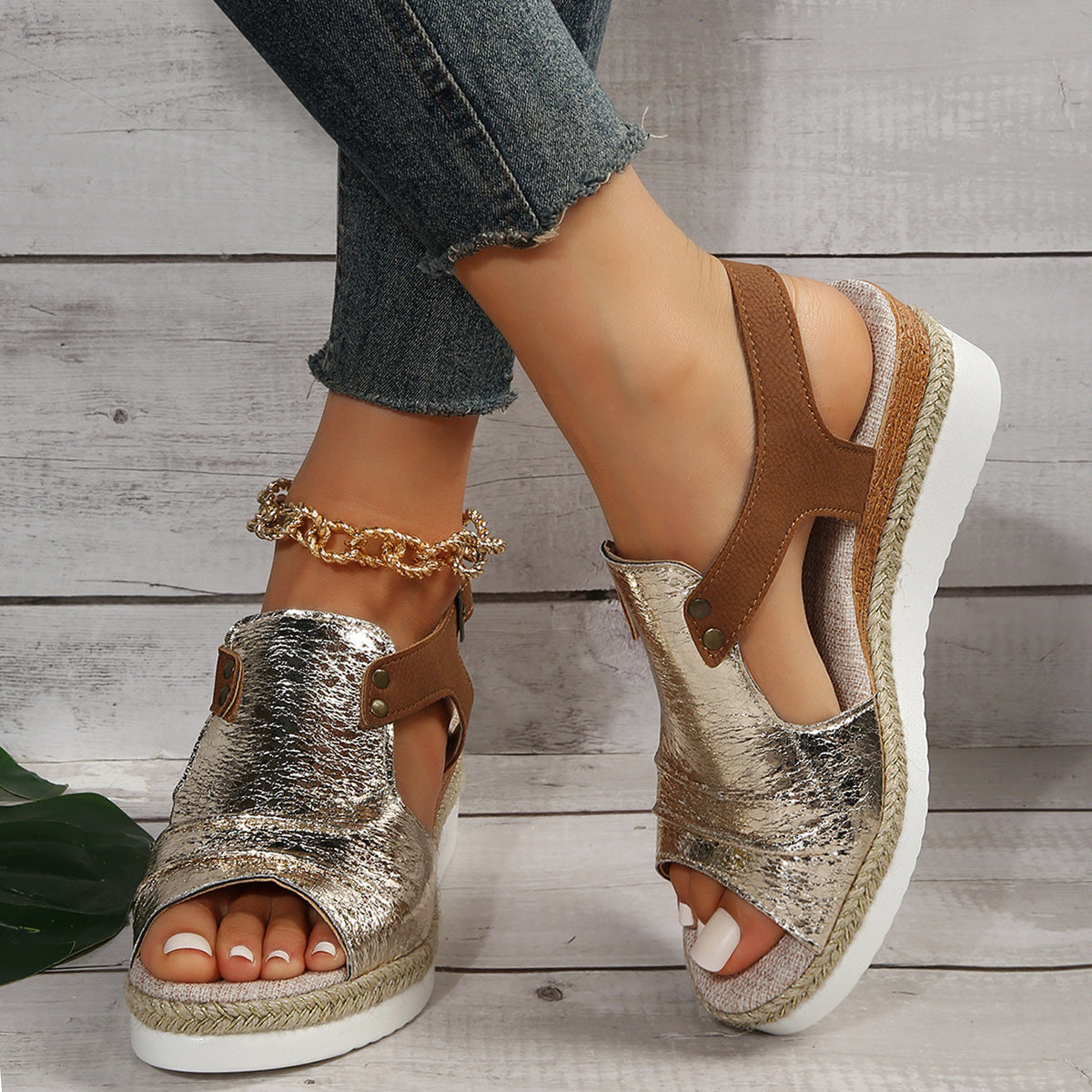 Women's Fish Mouth Wedge Sandals