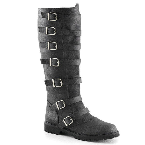 Low-Heel Multiple Buckles High Leg Retro Boots