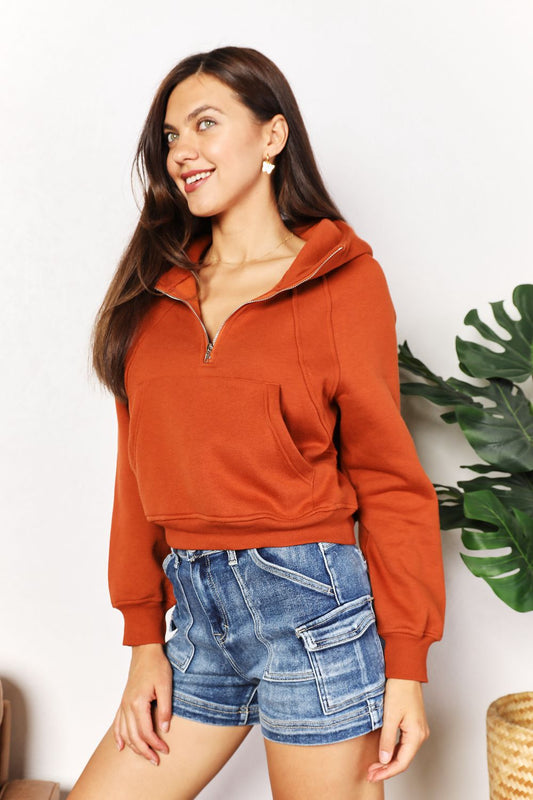 Sudadera de manga larga con media cremallera Double Take