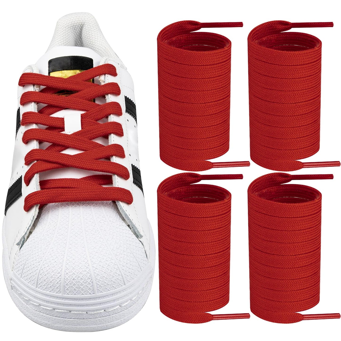 Endoto 2 Pairs ShoeLaces for Adidas Superstars Samba Grand Court Flat Shoe Laces Replacement Laces for Sneaker Shoes(RedSize:65Inch)