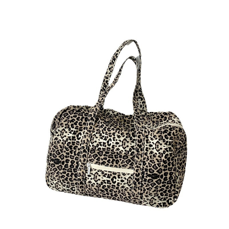 Women's Niche Leopard-Print Canvas Shoulder Bag