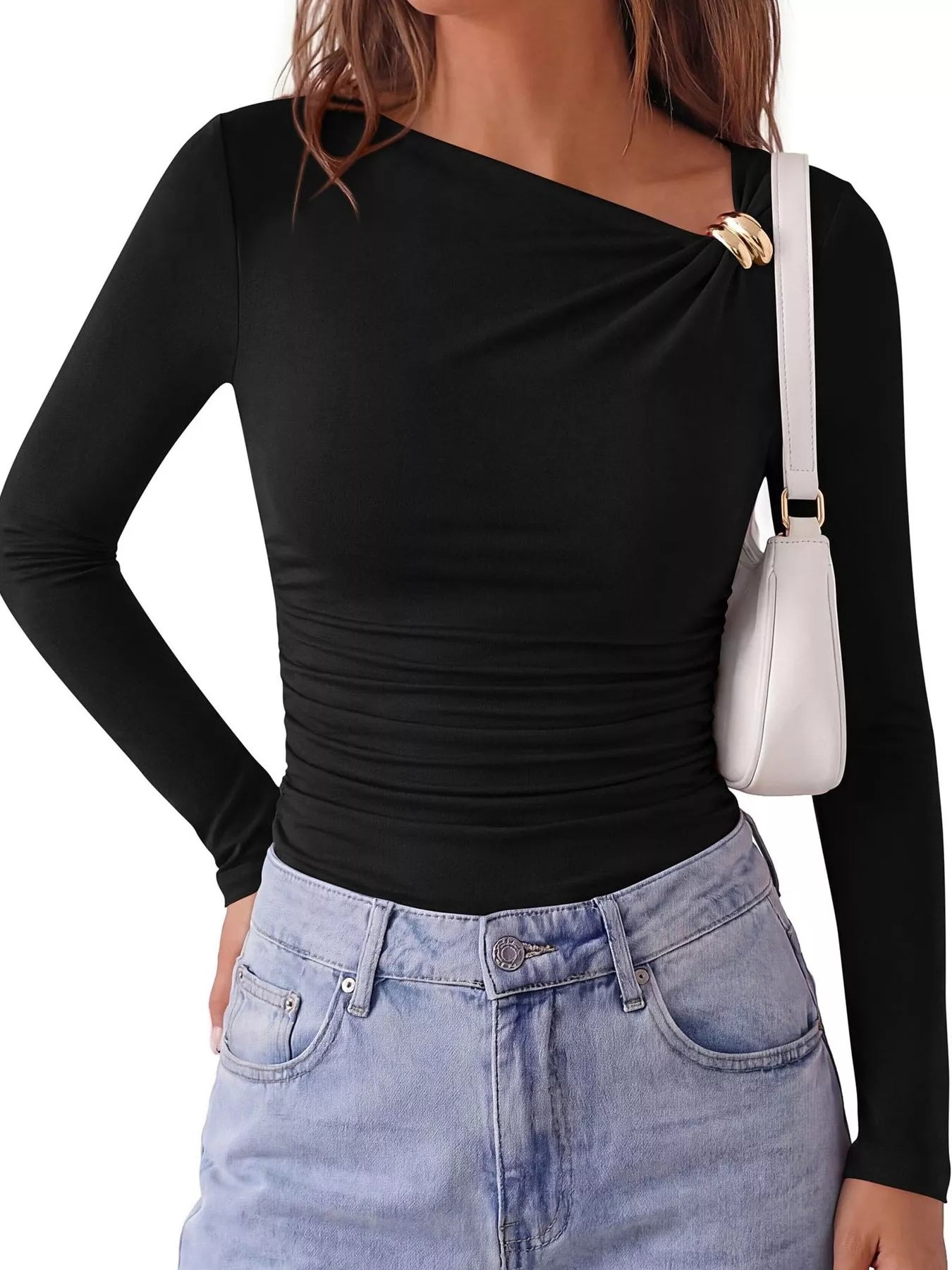 Metal Detail Long Sleeve T-Shirt