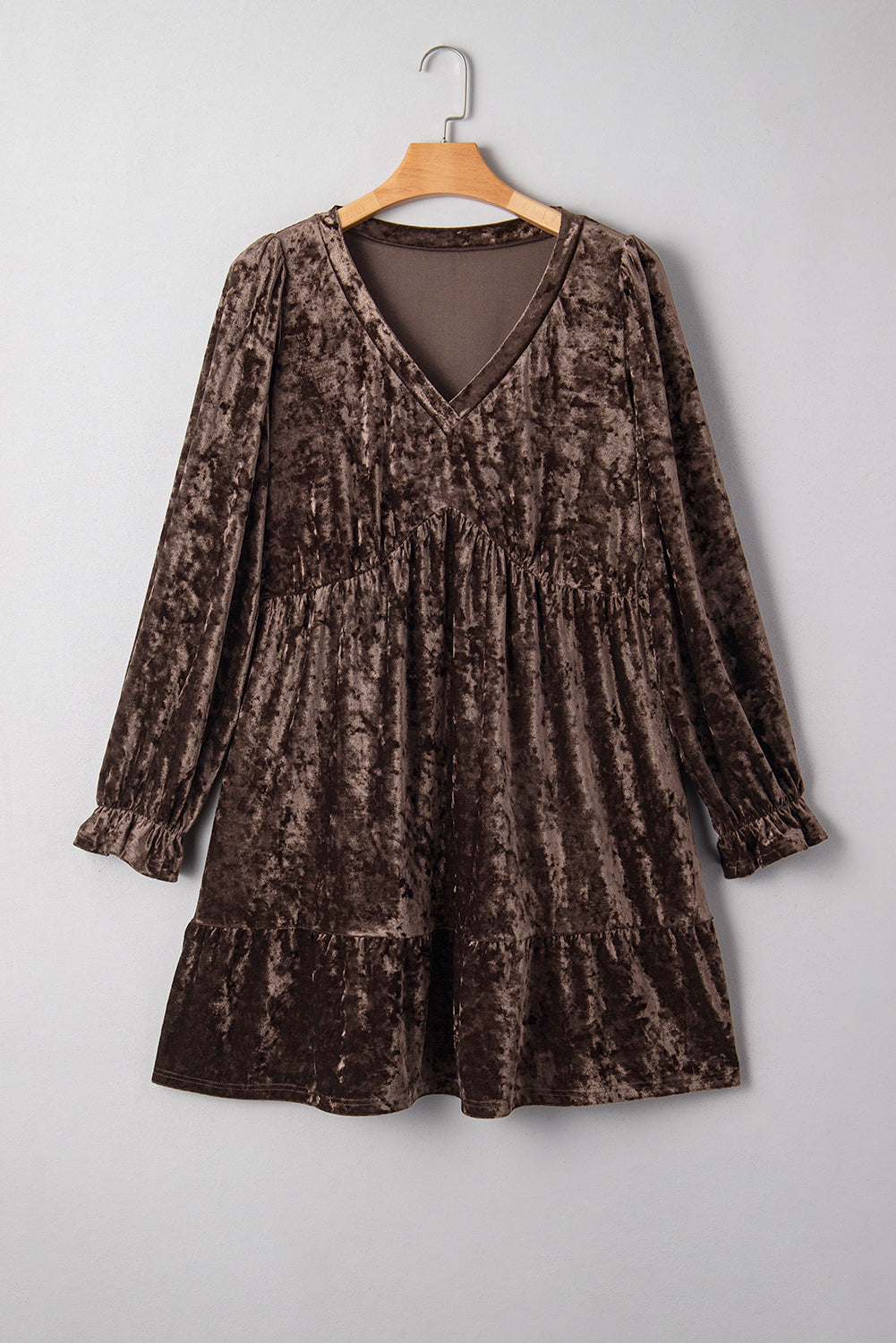 Minivestido Babydoll de Terciopelo Talla Grande Verde Jungla