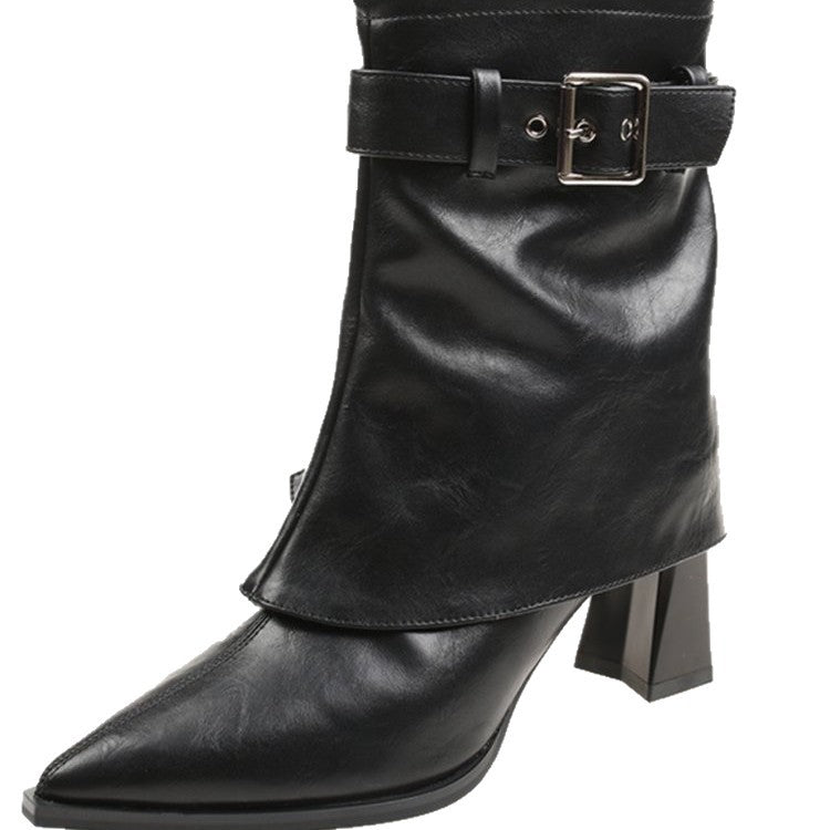 Stylish Pointed-toe Chunky-heel Fashion Boots