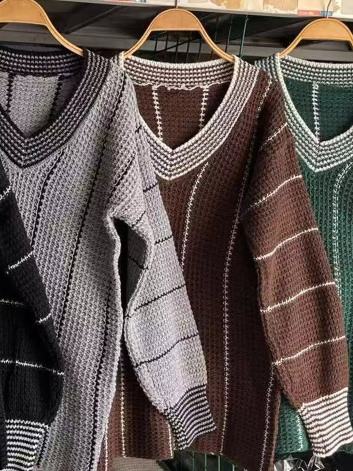 Full Size V-Neck Textured Knit Sweater Plus Size