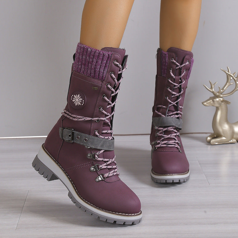 Women's Fur Integrated Knee-High Snow Boots