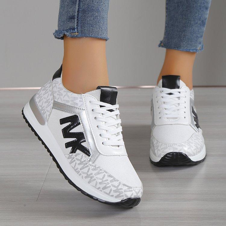 Women's Fashion Casual Printing Lace-Up Round-Toe Sneakers
