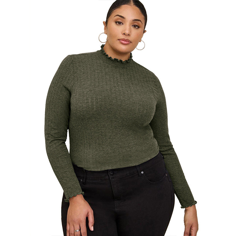 Women's Half-high Collar Long Sleeves T-shirt Slim Bottoming Shirt See size chart under “more details”