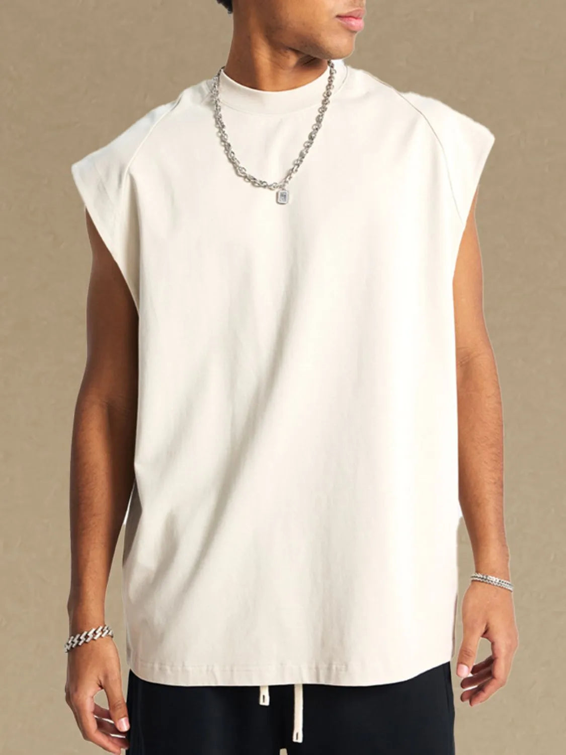 Camiseta sin mangas de cuello redondo para hombre