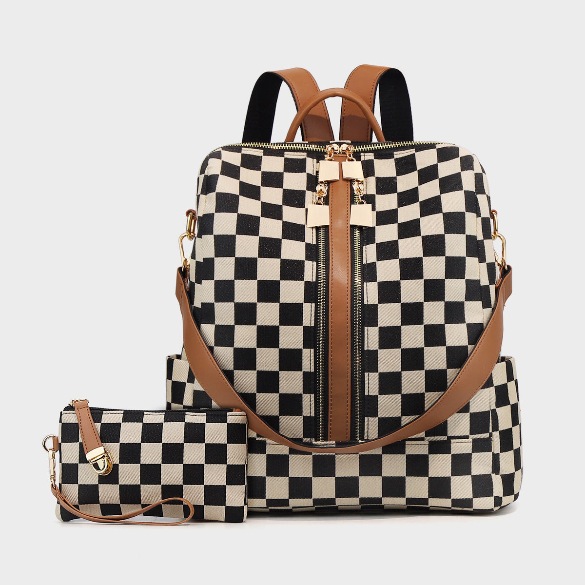 Checkered Backpack High-Capacity Womens Bag Moms Travel Backpack For Women