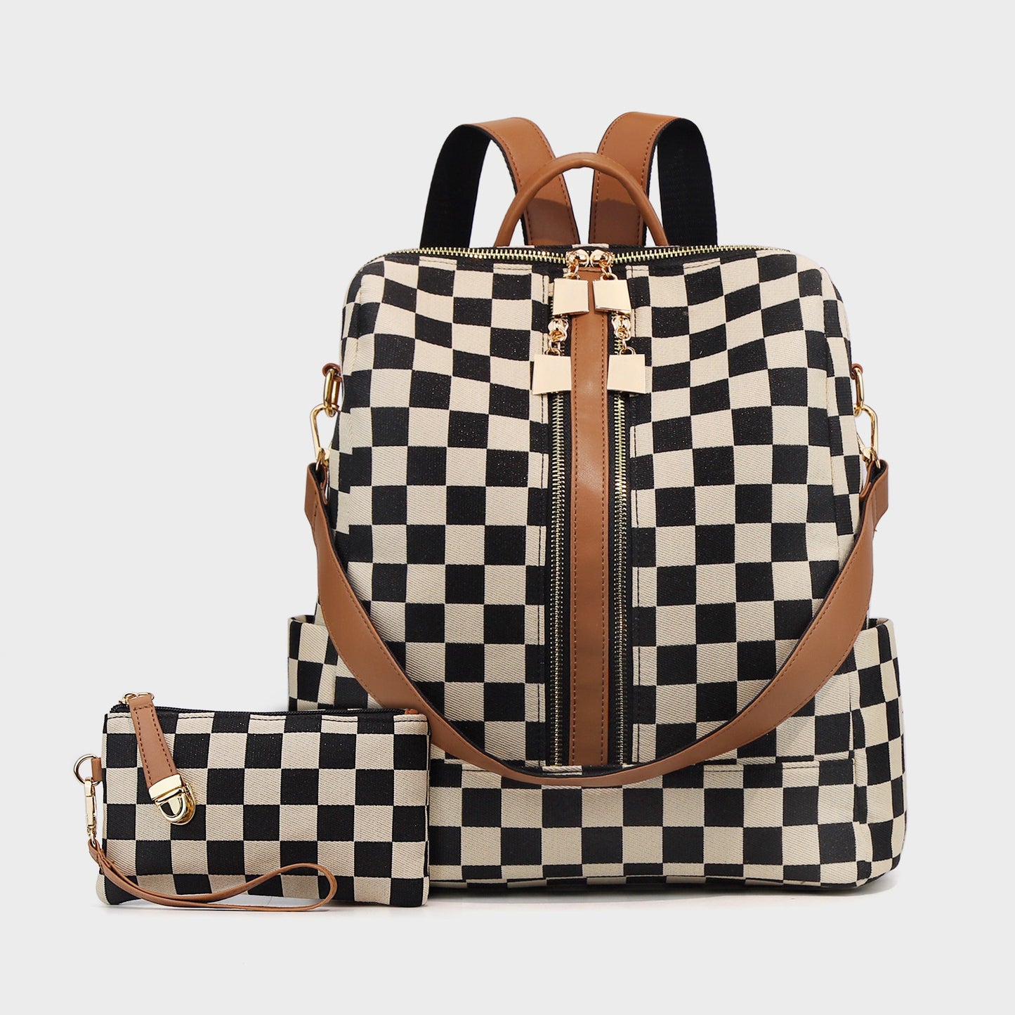 Checkered Backpack High-Capacity Womens Bag Moms Travel Backpack For Women