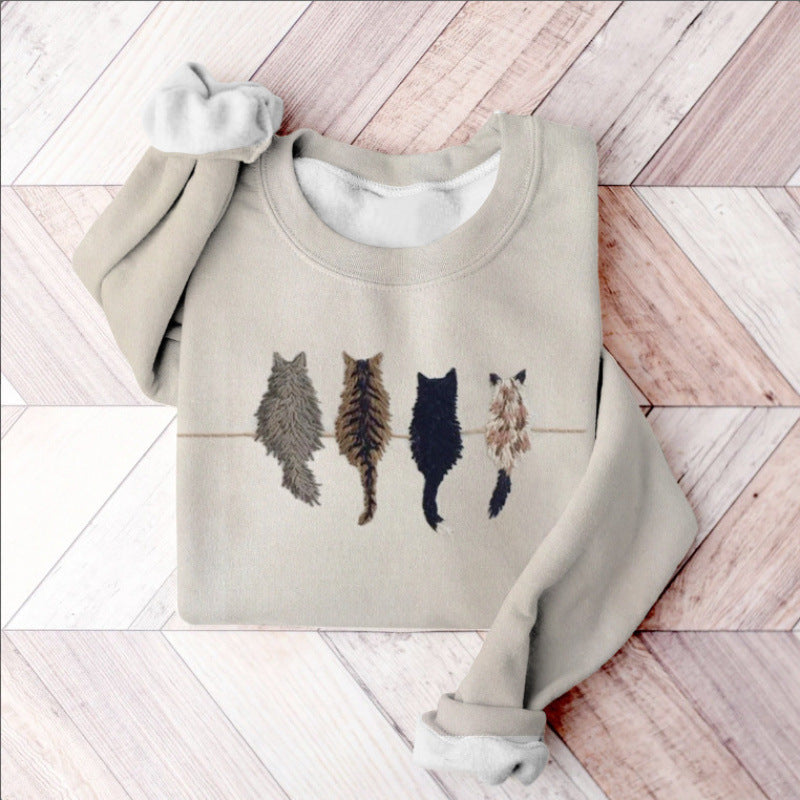 Long-sleeve Sweatshirt With European And American-style Print